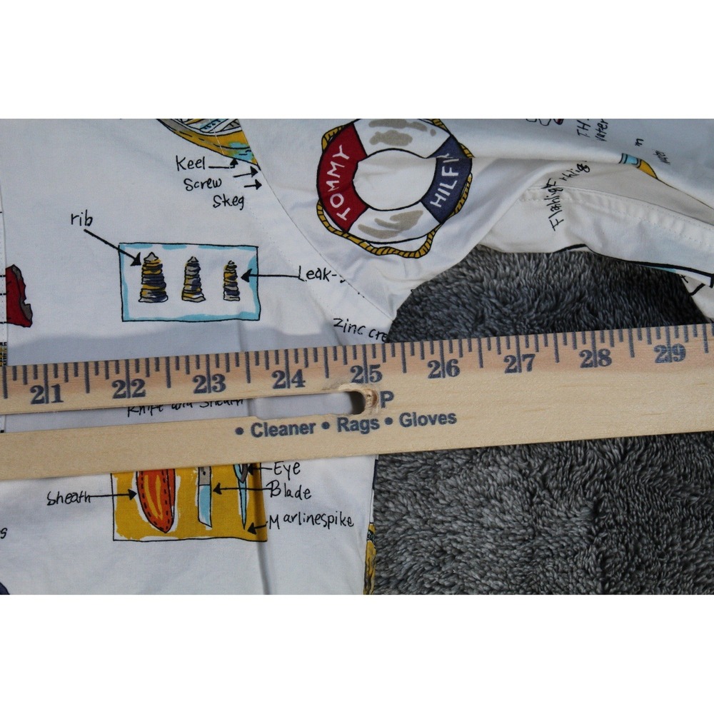 Vtg Tommy Hilfiger Nautical All Over Print Shirt Large Cotton Button Collar 90's - Picture 5 of 8